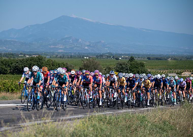 The TCFIA 2023 peloton in front of Mont Ventoux