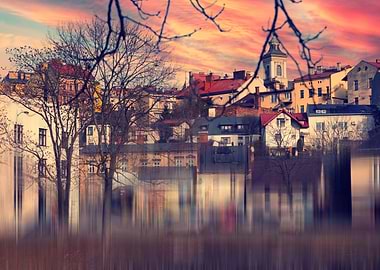 European Cityscape at Sunset, Old Town