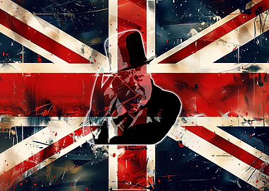 Grunge Winston Churchill Union Jack Metal Print