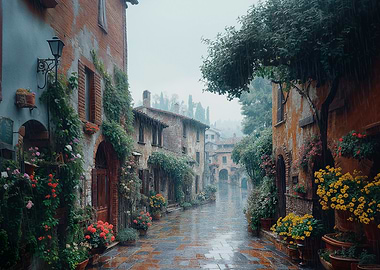 Rainy Italian Alleyway