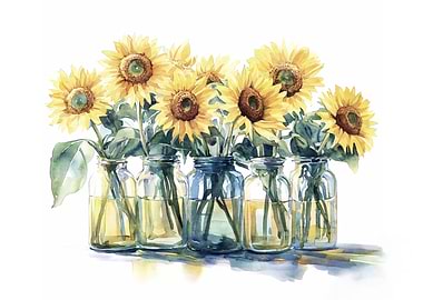 Sunflowers in Jars