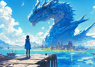 Blue Dragon Fantasy Art