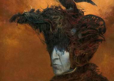 Surreal Portrait with Crow by Zdzislaw Beksinsk