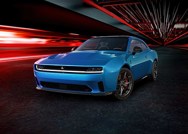 Blue Sports Car in Tunnel