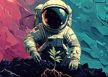 Astronaut Planting Life