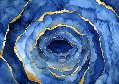 Blue and Gold Abstract Art