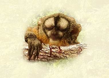 Sleeping Night Monkey on Branch