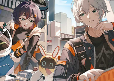 Anime Couple Cityscape