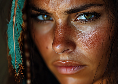 Close-up Portrait with Feathers