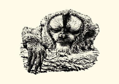 Sleeping Night Monkey Sketch