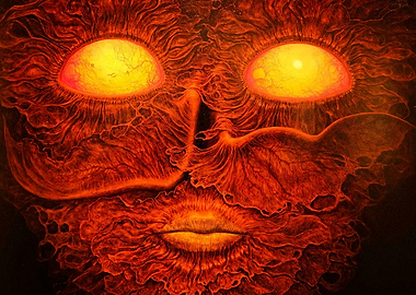 Abstract Fire Face by Zdzislaw Beksinsk