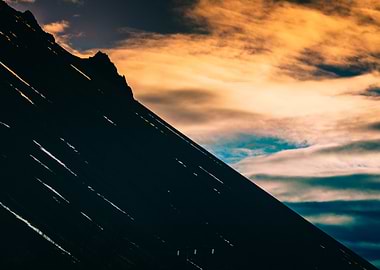Silhouetted Mountain Peak, Iceland