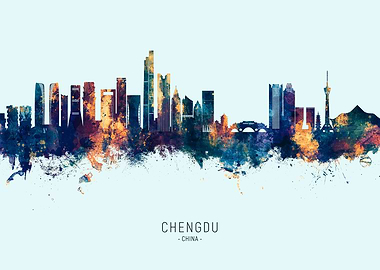 Chengdu Skyline Watercolor