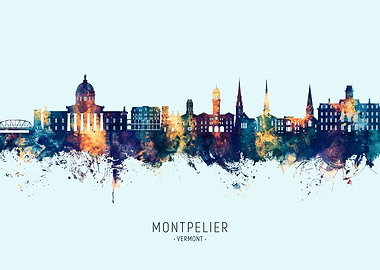 Montpelier Skyline Watercolor