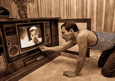 Freddie Mercury Watching TV