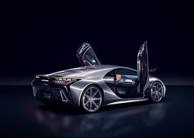 Silver Sports Car with Doors Open