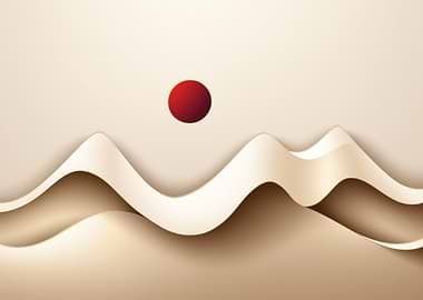 Abstract Landscape with Red Circle
