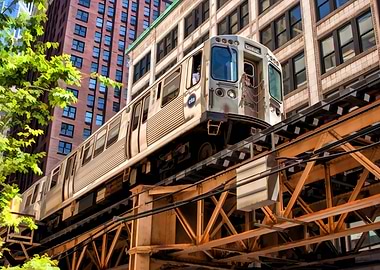 Historic Chicago El Train Overhead