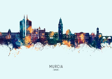 Murcia Skyline Watercolor