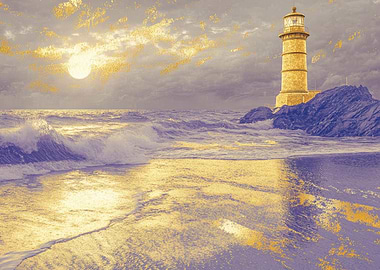 Lighthouse Sunset Seascape