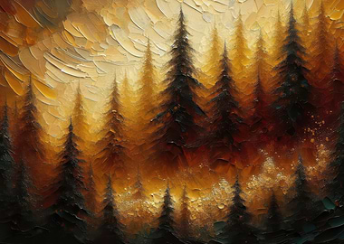 Golden Forest Painting