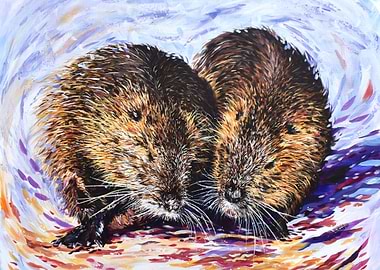 Two Coypu Together Painting