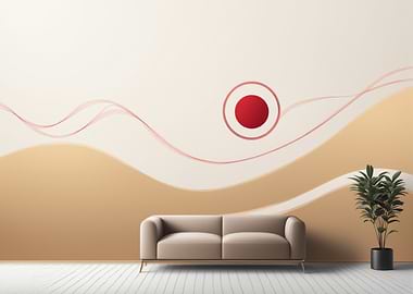 Abstract Wall Art with Red Circle