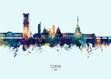 Turin Skyline Watercolor