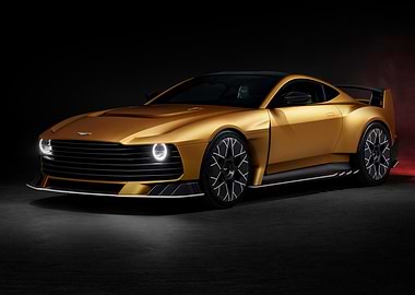 Gold Aston Martin Sports Car