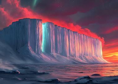 Frozen Wall at Sunset