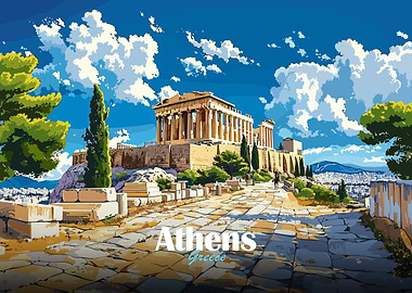 Athens Acropolis Illustration