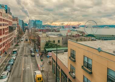 Seattle Cityscape with Ferris Wheel