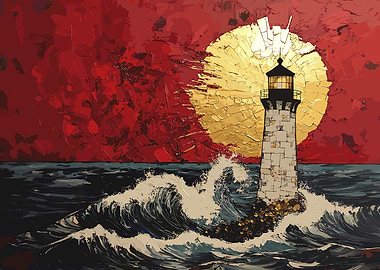 Lighthouse At Sunset