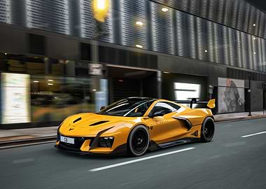 Yellow Sports Car on City Street