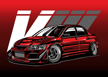 Red Mitsubishi Lancer Evolution VIII