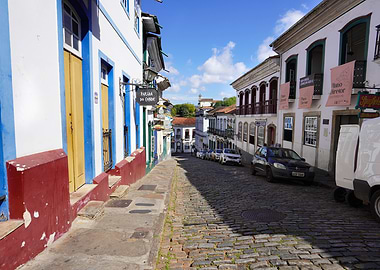 Cobblestone Street in Ouro Preto, Brazil