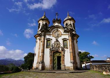 Baroque Church Facade in Ouro Preto, Brazil