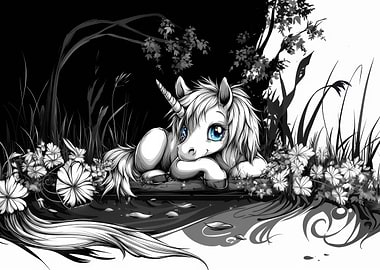 Cute Unicorn in Forest