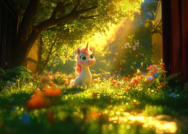 Cute Unicorn in a Meadow