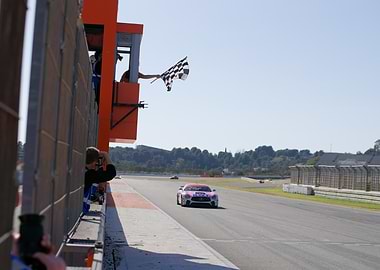 Race Car Crossing Finish Line