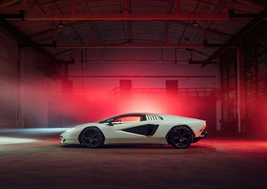 White Lamborghini in Red Light