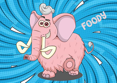 Foody the Mammoth in Blue