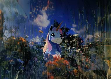 Unicorn in a Field of Flowers