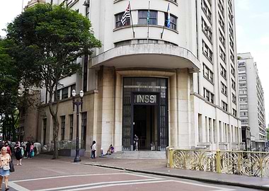 INSS Building Facade in Sao Paulo, Brazil