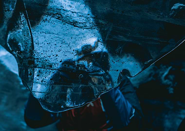 Ice Cave Reflection in Jökulsárlón glacier, Iceland