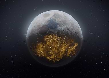 Moon with City Lights