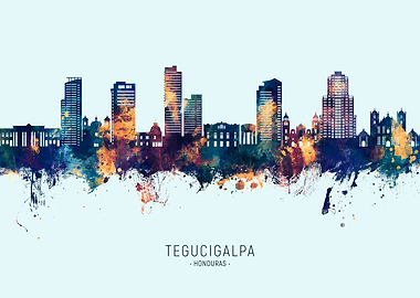Tegucigalpa Skyline Watercolor
