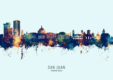 San Juan Puerto Rico Skyline Watercolor