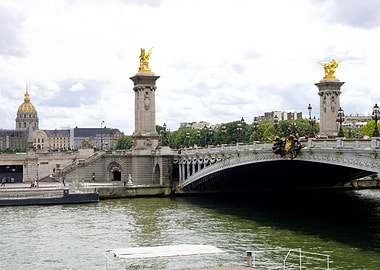 Paris Bridge with Golden Statues
