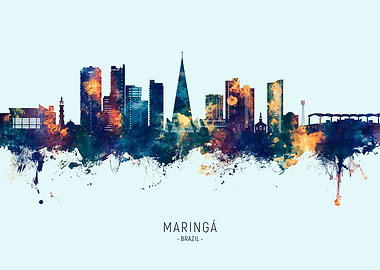 Maringá Skyline Watercolor